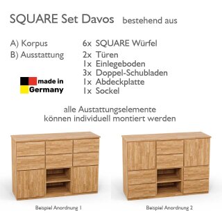 SQUARE Massivholz Regalwrfel-Set Davos Kommode