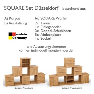 SQUARE Massivholz Regalwürfel-Set Düsseldorf Pyramide