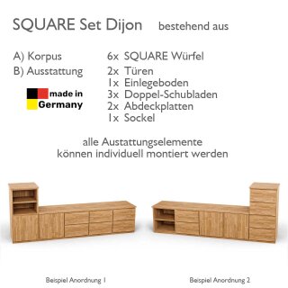 SQUARE Massivholz Regalwürfel-Set Dijon TV-Sideboard