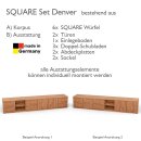 SQUARE Massivholz Regalwürfel-Set Denver TV-Lowboard - Kernbuche 40 cm