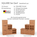 SQUARE Massivholz Regalwürfel-Set Genf Stufenregal - Kernbuche 40 cm Rechts-Anschlag