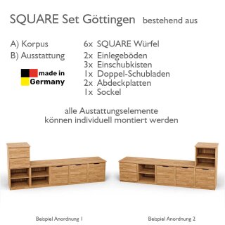 SQUARE Massivholz Regalwürfel-Set Göttingen TV-Sideboard