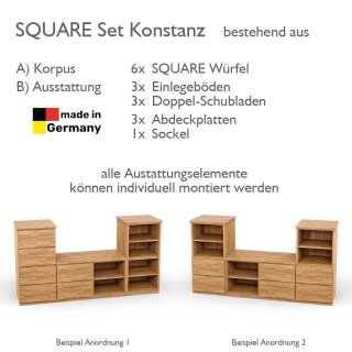 SQUARE Massivholz Regalwürfel-Set Konstanz TV-Schrank