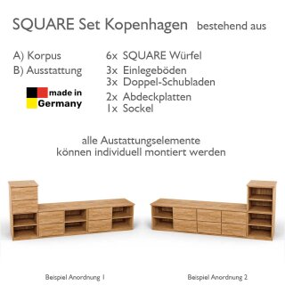 SQUARE Massivholz Regalwürfel-Set Kopenhagen TV-Sideboard