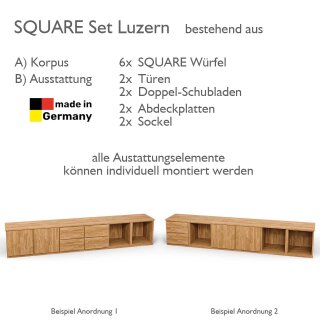 SQUARE Massivholz Regalwürfel-Set Luzern TV-Lowboard