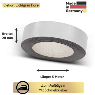 Umleimer zum Aufbgeln  Hellgrau mit Pore 20 mm x 5 m   fr Arbeitsplatten